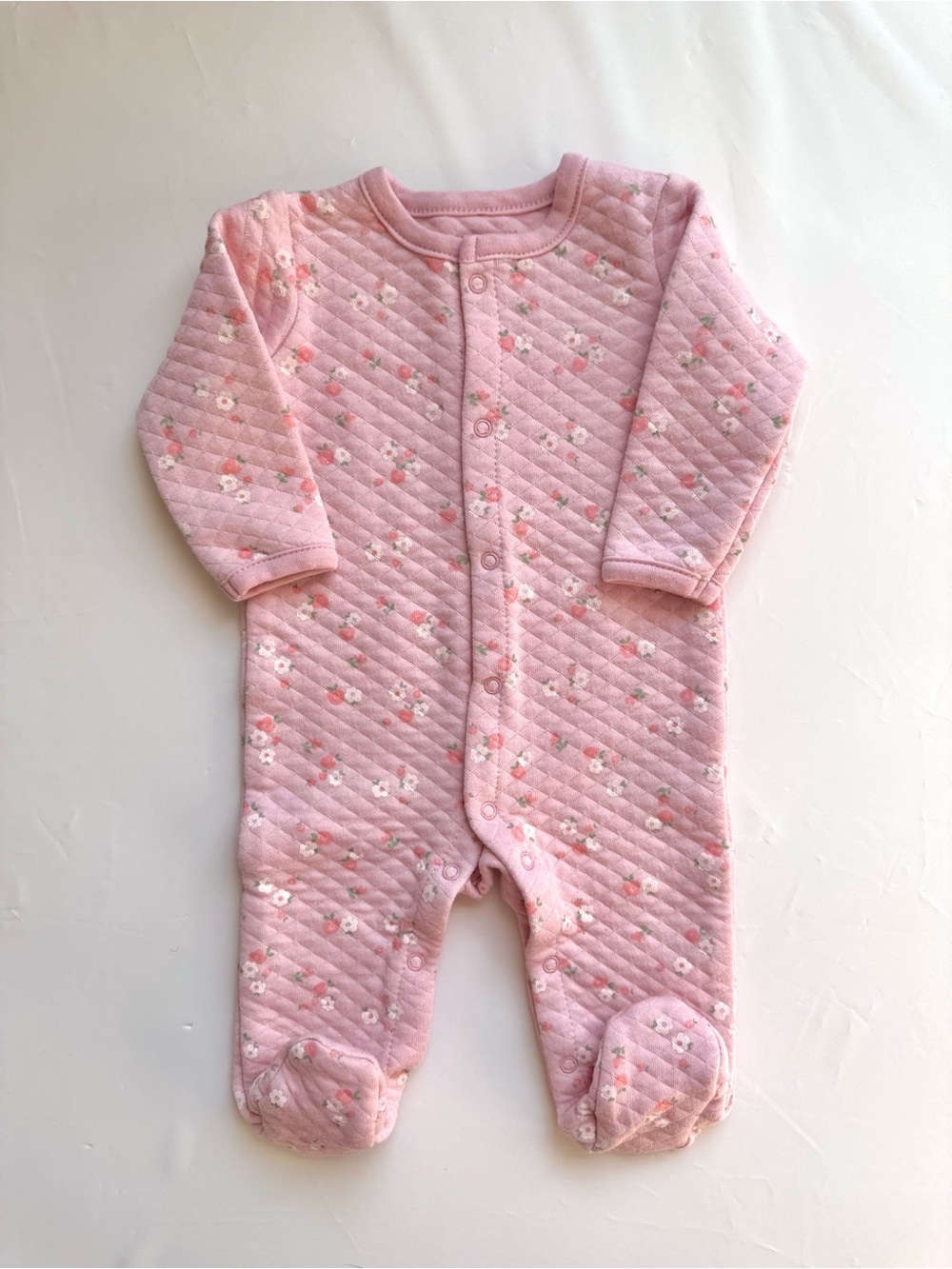 Chickpea Pink Floral Quilted Baby One-Piece Footed Romper